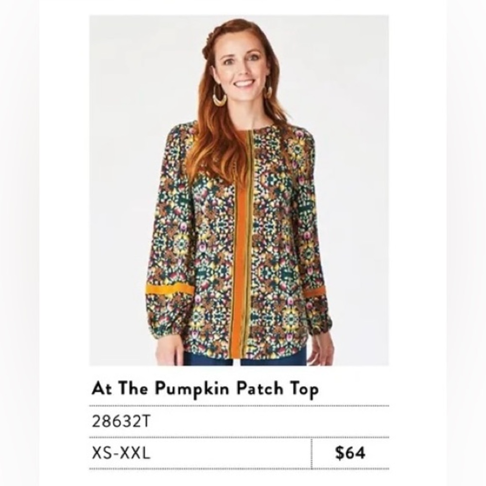 Matilda Jane At The Pumpkin Patch Balloon Long Sleeves Tunic Top Blouse Shirt